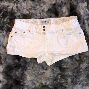 YMI-  Very short, low rise white shorts